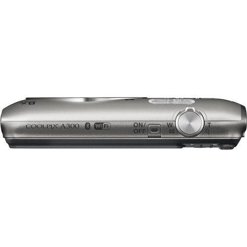 Nikon Coolpix A300 20.1MP Digital Camera with 8x Zoom Lens &amp; Built-In Wi-Fi (Silver) Bundle