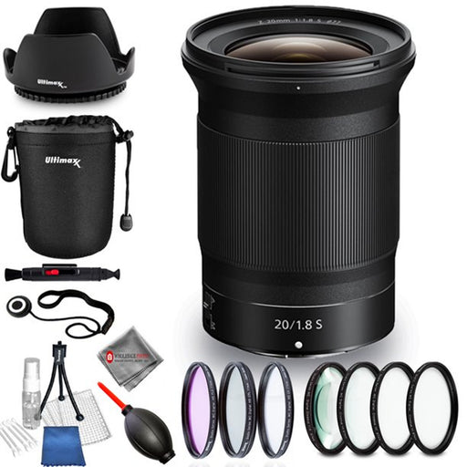 Nikon NIKKOR Z 20mm f/1.8 S Lens Bundle Includes Close Up Lens Kit + Filter Kit + Pouch and More