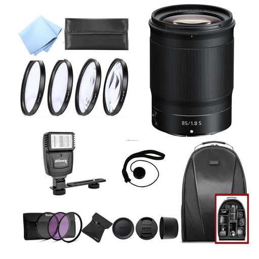 Nikon NIKKOR Z 85mm f/1.8 S Lens - Ultra Max Flash - Backpack &amp; Accessory Bundle