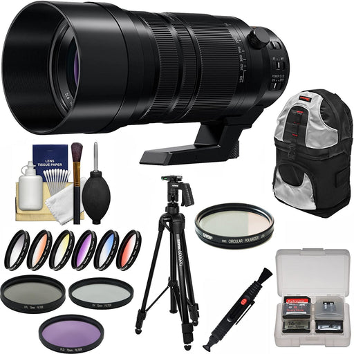 Panasonic Leica DG Vario-Elmar 100-400mm f/4-6.3 ASPH. POWER O.I.S. Lens with 3 UV/CPL/FLD & 9 Colored Filters + Backpack + Tripod + Kit