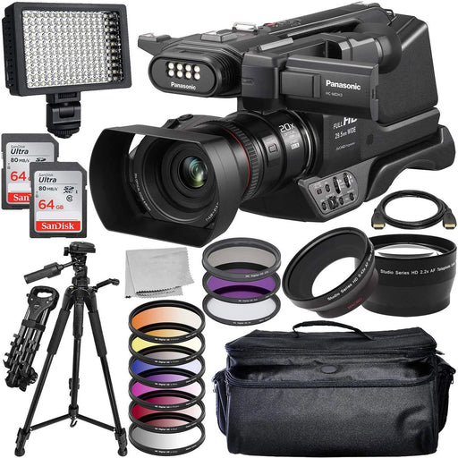Panasonic HC-MDH3 AVCHD Shoulder Mount Camcorder with LCD Touchscreen &amp; LED Light Essential Bundle