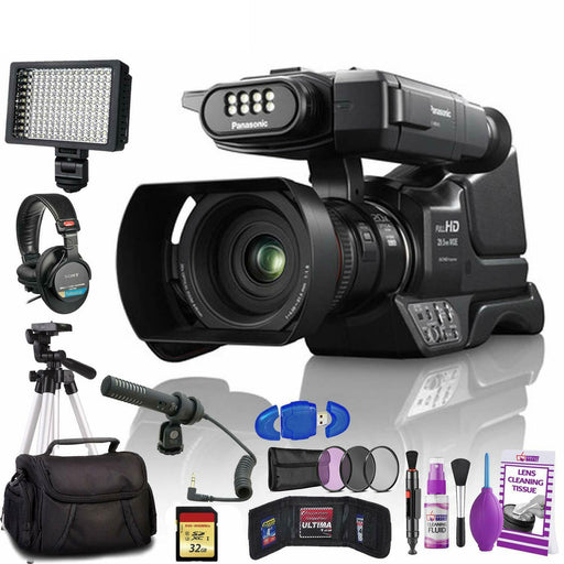 Panasonic HC-MDH3 AVCHD Shoulder Mount Camcorder with LCD Touchscreen &amp; LED Light Platinum Kit