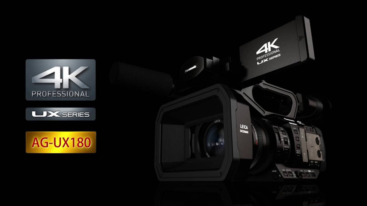 Panasonic AG-UX180 4K Premium Professional Camcorder W/ 2x Sandisk 64GB Memory Card Essential Bundle