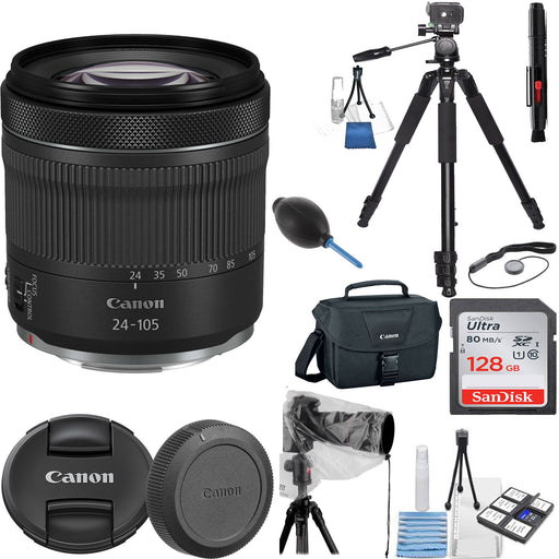Canon RF 24-105mm f/4-7.1 IS STM Lens with Sandisk 128GB & Additional Accessories
