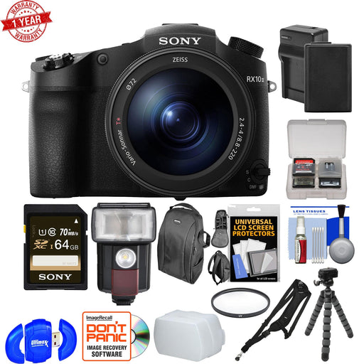 Sony Cyber-Shot DSC-RX10 III 4K Wi-Fi Digital Camera with 64GB Card|Battery & Charger|Backpack|Tripod|Flash Kit