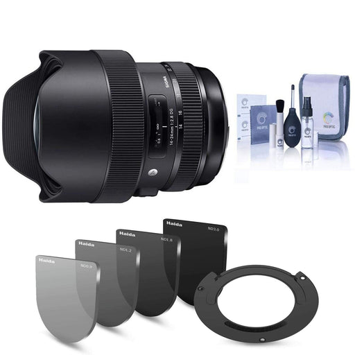 Sigma 14-24mm f/2.8 DG HSM Art Lens for Canon EF with Rear Lens ND 4 Filter Kit &amp; Cleaning Kit Bundle