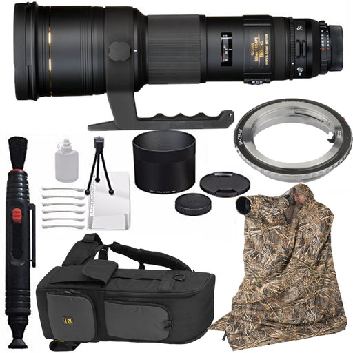 Sigma 500mm f/4.5 EX DG APO HSM Autofocus Lens for Nikon AF with Lens Adapter EF/EF-s |Cleaning Kit | Photo Blind Coat Bundle
