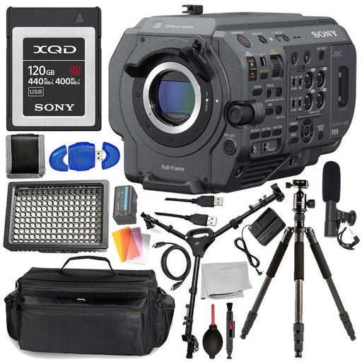 Sony PXW-FX9 XDCAM 6K Full-Frame Camera System (Body Only) with Sony 120GB G Series XQD | Tripod Dolly | Tripod | LED Light & More