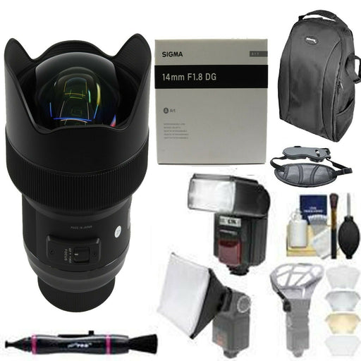 Sigma 14mm f/1.8 DG HSM Art Lens for Nikon F Flash Bundle