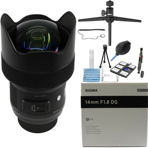 Sigma 14mm f/1.8 DG HSM Art Lens for Nikon F w/ Nikon Mini Tripod &amp; Cleaning Kit