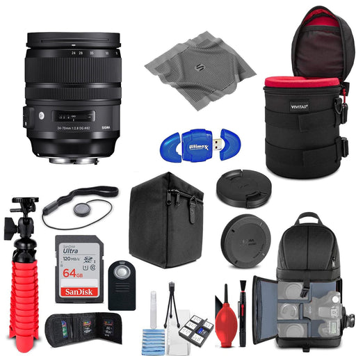 Sigma 24-70mm f/2.8 DG OS HSM Art Lens for Nikon W/ Dual Camera Bag &amp; More