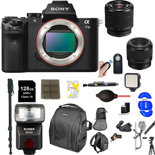 Sony Alpha a7 II Mirrorless Digital Camera w/ |28-70mm & 50mm 1.8 Lenses w/128GB Memory Card Supreme Bundle