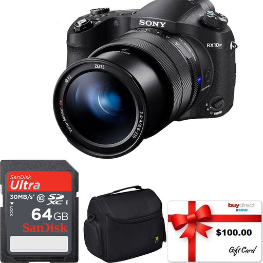 Sony Cyber-shot DSC-RX10 IV Digital Camera with Sandisk 64GB | Case & $100 Gift Card Bundle