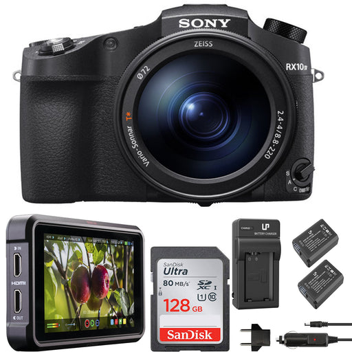 Sony Cyber-shot DSC-RX10 IV Digital Camera with Atomos Ninja V 5" | Sandisk 128GB & 2x Spare Batteries Bundle