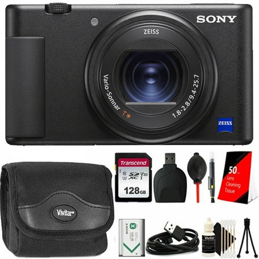 Sony ZV-1 20.1MP Digital Camera (Black) wih 128GB Memory Card & Accessory Kit