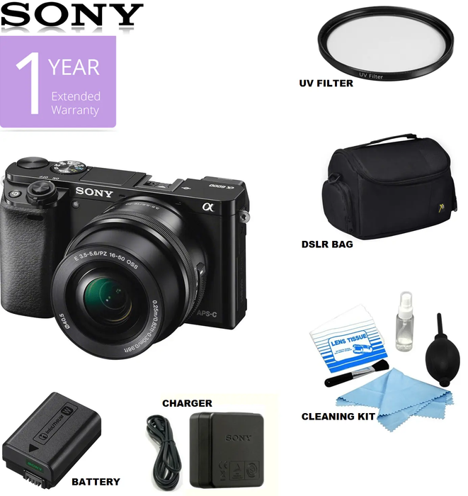 Sony Alpha a6000 Mirrorless Digital Camera with 16-50mm Lens (Black) USA