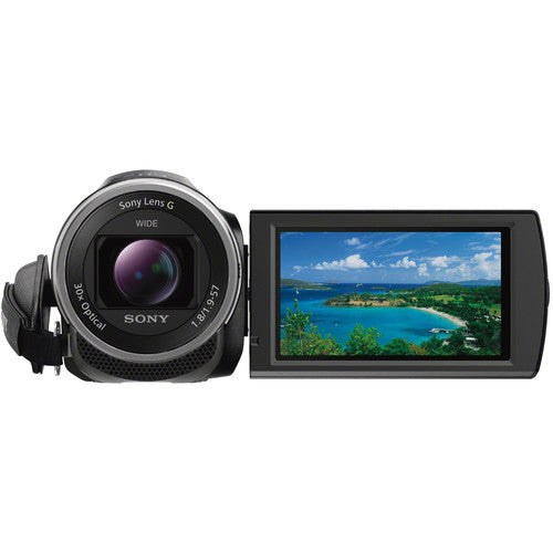 Sony Handycam HDR-CX675 32GB Wi-Fi HD Video Camera Camcorder with 64GB Card + Battery &amp; Charger + Hard Case + Tripod + LED Light + Microphone + Kit