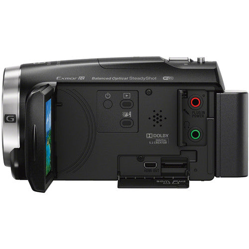 Sony Handycam HDR-CX675 32GB Wi-Fi HD Video Camera Camcorder with 64GB Card + Battery &amp; Charger + Hard Case + Tripod + LED Light + Microphone + Kit