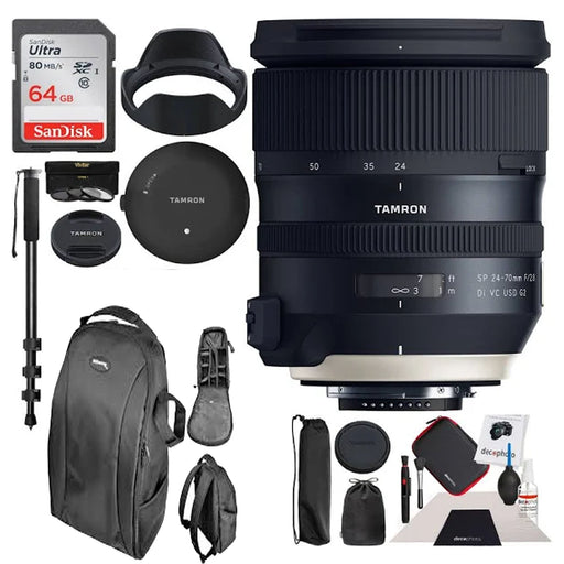 Tamron SP 24-70mm f/2.8 Di VC USD G2 Lens for Nikon F with Tap-In Console |Deluxe Filter Kit & More