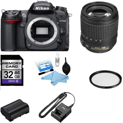 Nikon D7000/D7500 DSLR Camera with Nikon 18-105mm DX VR Lens with Sandisk 32GB MC | UV Filter | Cleaning Kit | 3 Year Extended Warranty Bundle