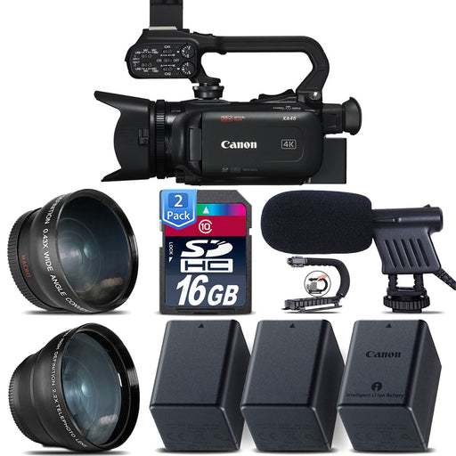 Canon XA45 Professional UHD 4K Camcorder with Shotgun Microphone | 2X Spare Batteries | 2x 16GB MCs & More