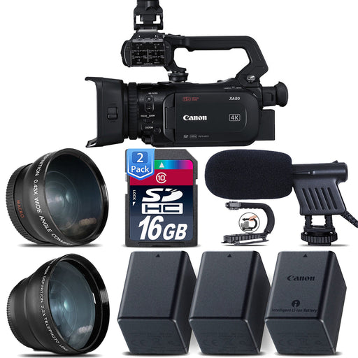 Canon XA50 Professional UHD 4K Camcorder with Shotgun Microphone & Additional Accessories USA
