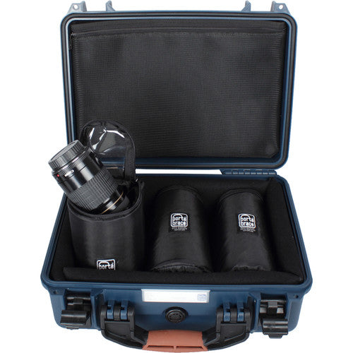 Porta Brace Hard Case with Three 7" Lens Cups for DSLRs or Small Equipment and Accessories (Blue)