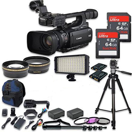 Canon XF100 Professional Camcorder w/ 2PC 64GB High Speed Memory Cards Accessory Bundle