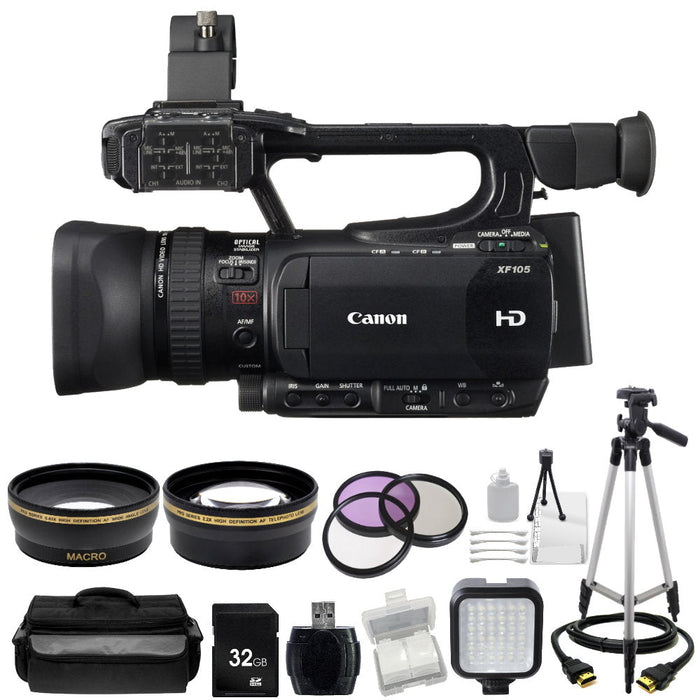 Canon XF105 HD Professional Camcorder Accessory Bundle