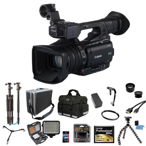 Canon XF200 HD Professional Camcorder Directors Kit Tripod Dolly LED Light + FULL SIZE TRIPOD