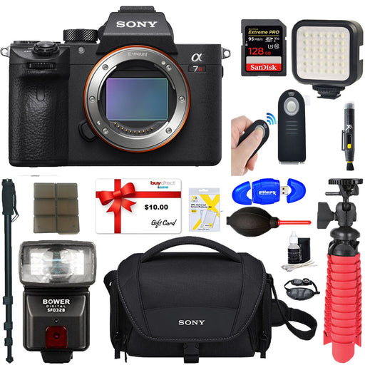Sony a7R III 42.4MP Full-frame Mirrorless Interchangeable Lens Camera Body | 128GB Memory & Flash a7RIII Accessory Bundle