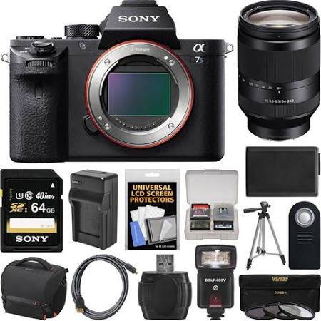 Sony Alpha A7S II 4K Wi-Fi Digital Camera Body with FE 24-240mm Lens + 64GB Card + Case + Flash + Battery & Charger + Tripod + Ki