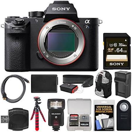 Sony Alpha a7S II 4K Wi-Fi Digital Camera Body with 64GB Card + Backpack + Flash + Battery & Charger + Tripod + Remote + Kit