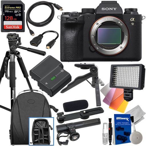 Sony Alpha a9 II Mirrorless Digital Camera (Body Only) with Essential Accessory Bundle - Includes: SanDisk Extreme Pro 128GB SDXC, Replacement NP-FZ100 Battery, Lightweight 60 Tripod & Much More