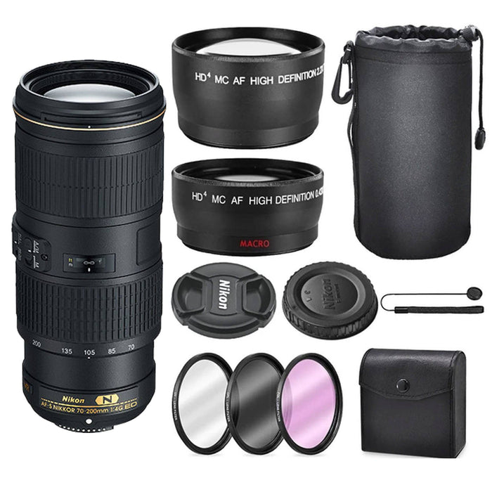 Nikon 70-200mm f/4G ED VR Telephoto Zoom NIKKOR AF-S Lens and Filter Bundle