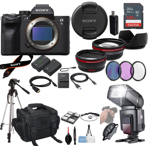 Sony a7S III Mirrorless Camera - ILCE7SM3/B with Prime Accessory Package Including 128GB Memory, TTL Flash, Replacement Battery, Auxiliary Lenses &amp; More