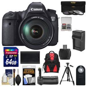 Canon EOS 6D Digital SLR Camera Body with EF 24-105mm L IS USM Lens with 64GB Card + Backpack + Grip + Battery & Charger + Tripod + Kit