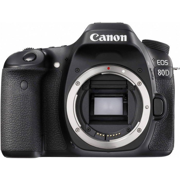 Canon EOS 80D DSLR Camera (Body Only) Bundle 64GB SDXC MC|DSLR Bag|Wide Angle& 2x Telephoto Lenses|Flash & More