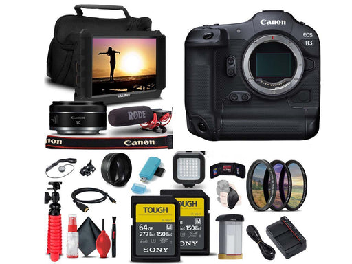 Canon EOS R3 Mirrorless Camera (Body Only) Canon RF 50mm Lens More Bundle