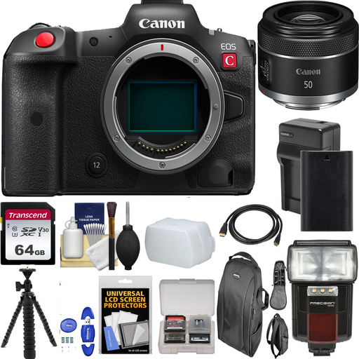 Canon EOS R5 C Mirrorless Digital Camera with Canon RF 50mm f/1.8 STM Lens with 64GB Additional Accessories Bundle