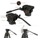 Heavy Duty Video Tripod, Cayer 64 Inch BV30-Camcorder Tripod System Aluminum Leg