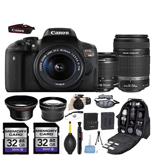 Canon EOS Rebel T6i/800D DSLR Camera with 18-55mm & 55-250mm IS STM Lenses Deluxe Bundle