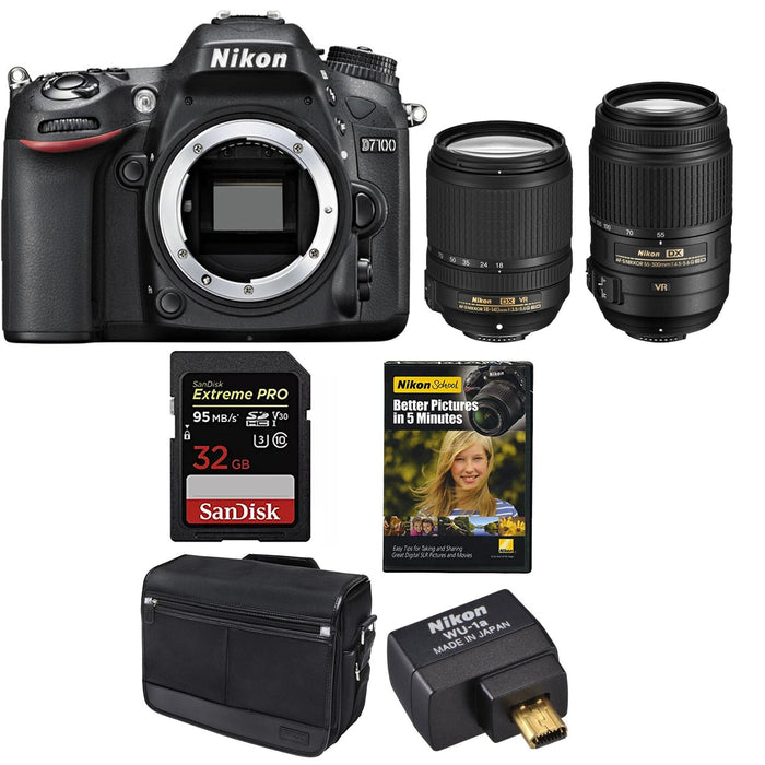 Nikon D7100 DSLR Camera with 18-140mm and 55-300mm Lenses Kit w/ 3 Year USA Warranty