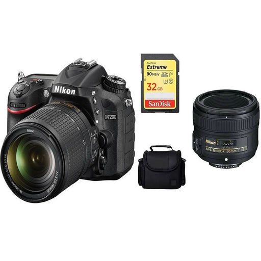 Nikon D7200/D7500 DSLR Camera with 18-140mm Prime Lens & Nikon 50mm 1.8G Lenses Bundle