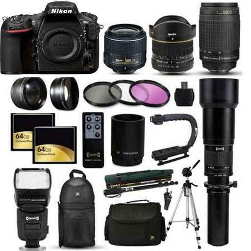 Nikon D810 DSLR Camera w/ 500mm Preset Lens, 50mm f/1.8D AF and 70-300mm & More