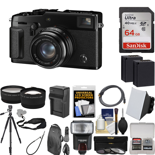 Fujifilm X-Pro3 Mirrorless Digital Camera with XF 35mm f/2 R WR Lens | Sandisk 64GB | Flash | Filter | Spare Battery & More Bundle
