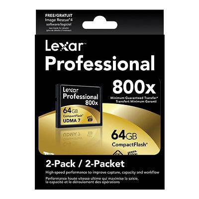 Lexar 64GB CompactFlash Memory Card Professional 800x UDMA 7 (2-Pack)