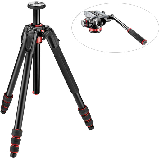 Manfrotto 475B Professional Tripod Legs (Black) & 502HD Pro Video Head with Flat Base