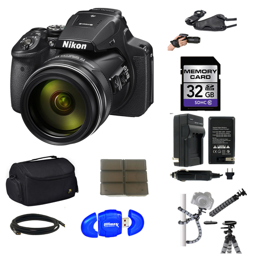Nikon Coolpix P900/950 Camera with 32GB Card Case Battery Charger & Tripod Kit