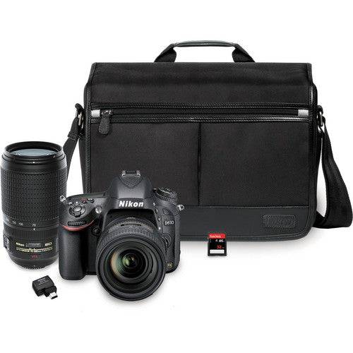 Nikon D610 DSLR Camera with Nikon AF-S 24-85mm f/3.5-4.5G ED, AF-S VR 70-300mm f/4.5-5.6G IF-ED | Case | WU-1b & 32GB SDHC Memory Card